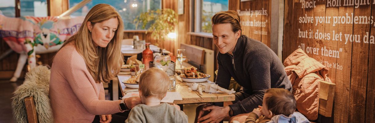 Family eating at The Cow, Tapnell  Farm Isle of Wight